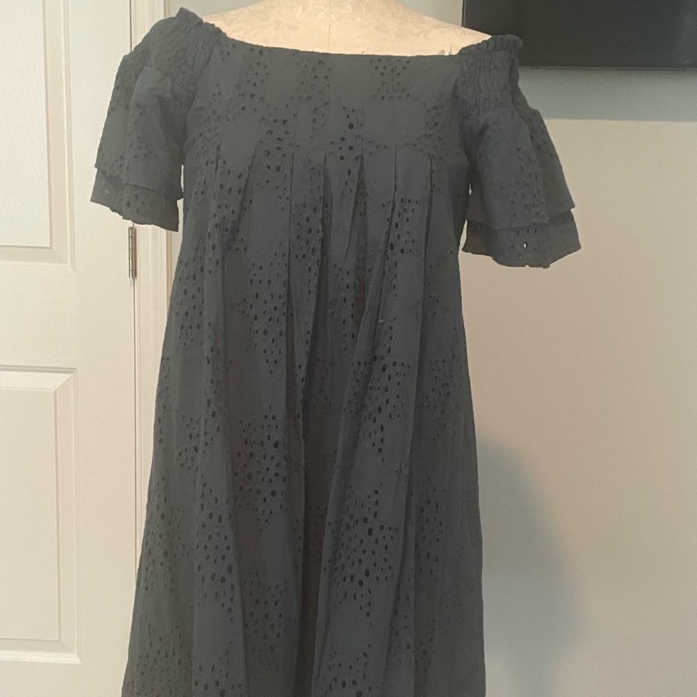 J.O.A. Los Angeles dark green eyelit dress purchased from Anthropologie